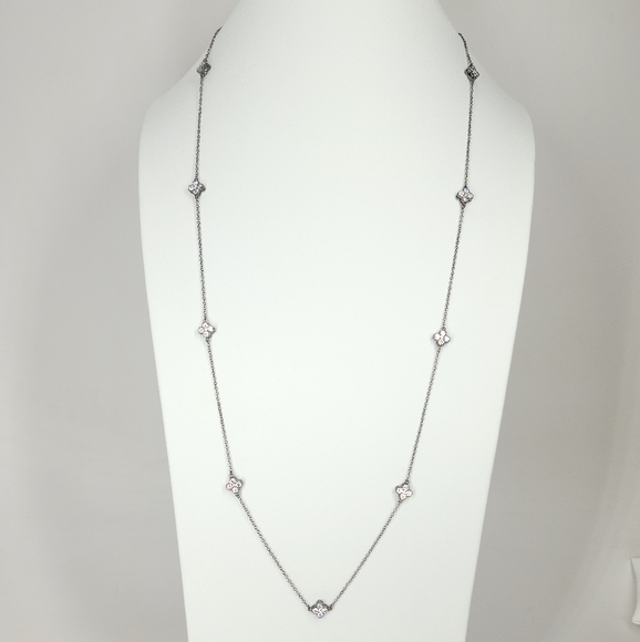 NEW Clover Pave Double Sides CZ Choker Necklace - Picture 14 of 16